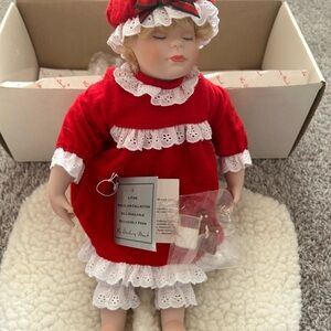 Danbury Mint Waiting for Santa Porcelain Doll (1994) | Boxed